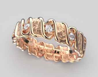 Eternity Diamond Ring Made in Italy, Natural Diamond Wedding Band, Infinity Diamonds ring for Women, 18k or 14k Italian Gold Band