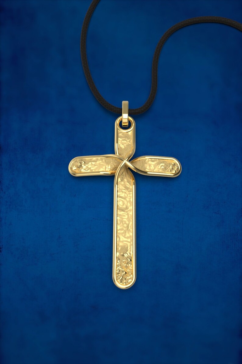 18k Solid Gold Cross Pendant Made in Italy. Italian Fine Etsy