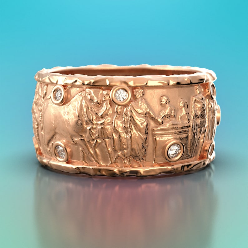 Ancient Roman Gold Ring Diamond Band Italian Jewelry 18k 14k Gold Band ...