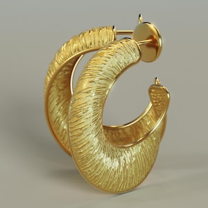 Modern Gold Hoop Earrings Made in Italy in 18k or 14k Solid Gold - Oltremare Gioielli - Italian gold earrings