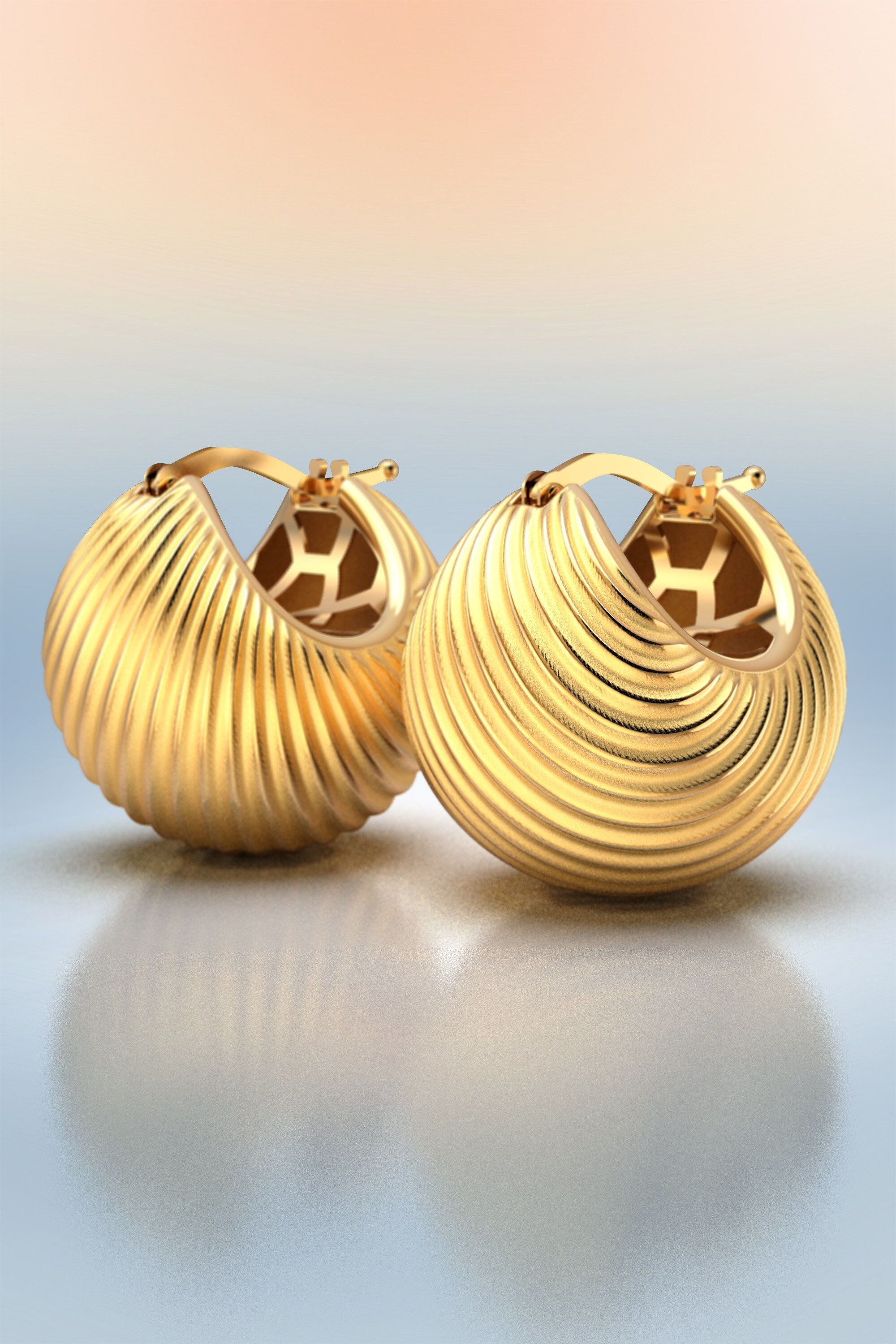 Hoop Earrings in 18k / 14k Real Gold Made in Italy. Classic - Etsy