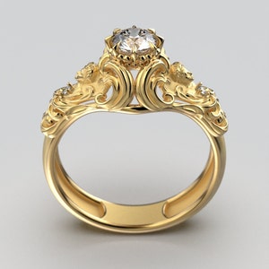 Bague en or Renaissance italienne | Or 18 carats ou 14 carats fait main en Italie | Diamant blanc 0,37 g VVS1 certifié GIA