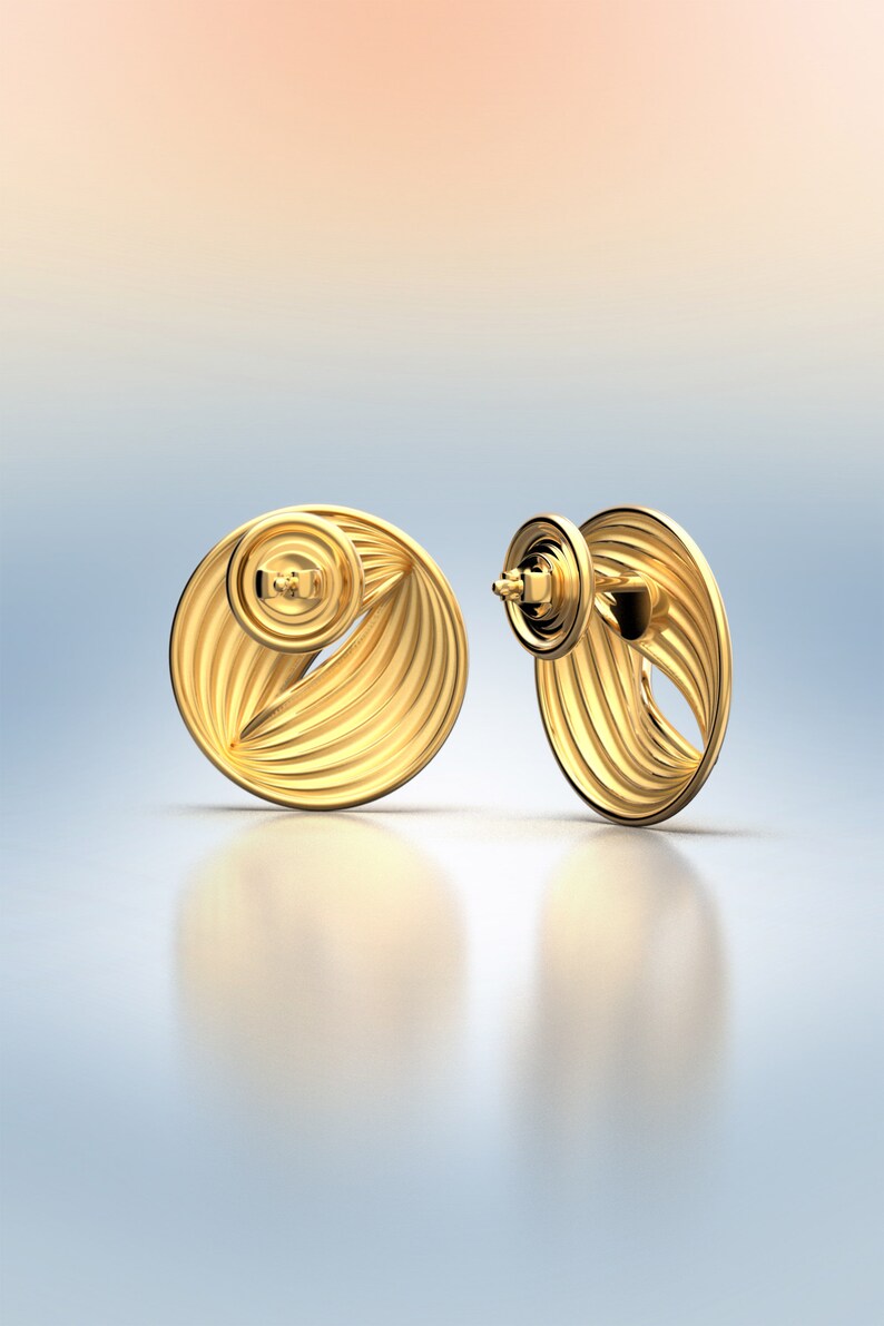 Solid Gold Stud Earrings Made in Italy 14k or 18k Real Gold Etsy