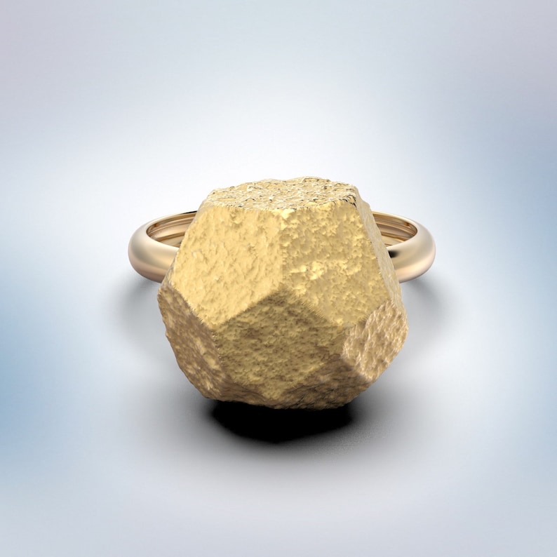 Gold Nugget Ring available in 14k or 18k genuine gold, designed and crafted in Italy by Oltremare Gioielli image 4