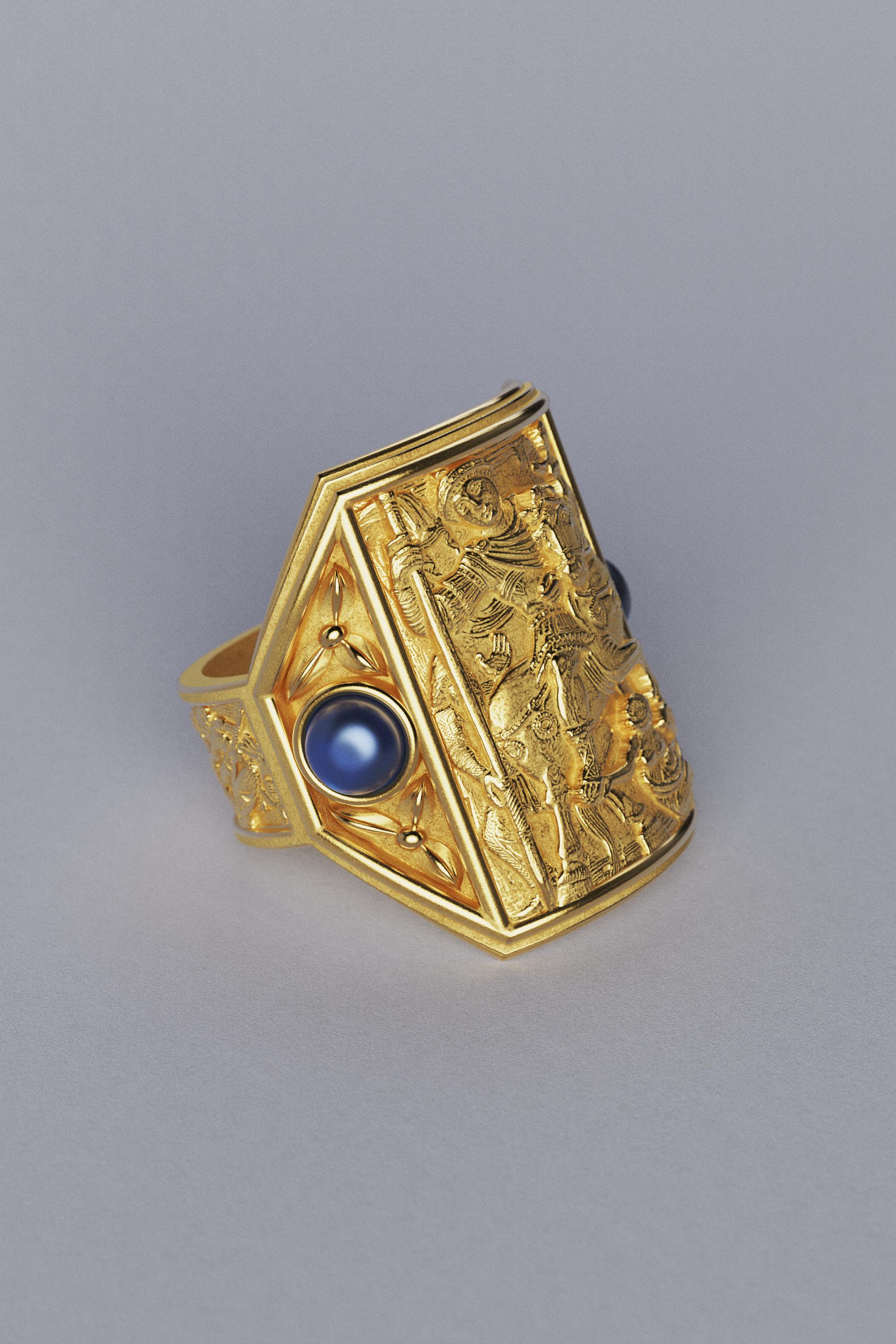 Byzantine 14k or 18k Gold Signet Ring: Artisan Medieval Design - Etsy