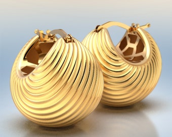 Créoles tendance en or fabriquées en Italie par Oltremare Gioielli, bijoux italiens en or 14 carats ou 18 carats, superbes créoles en or audacieux