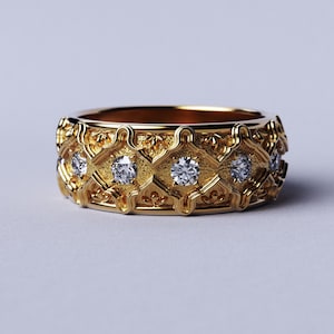Solid Gold Wedding Band with Diamonds | 18k or 14k Solid Gold | Italian Fine Jewelry | Oltremare Gioielli