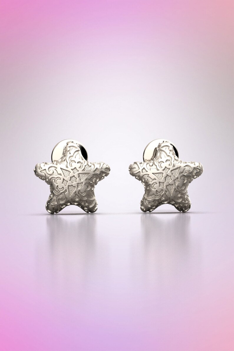 Damascene Gold Starfish Studs: Italian Nautical Earrings image 7