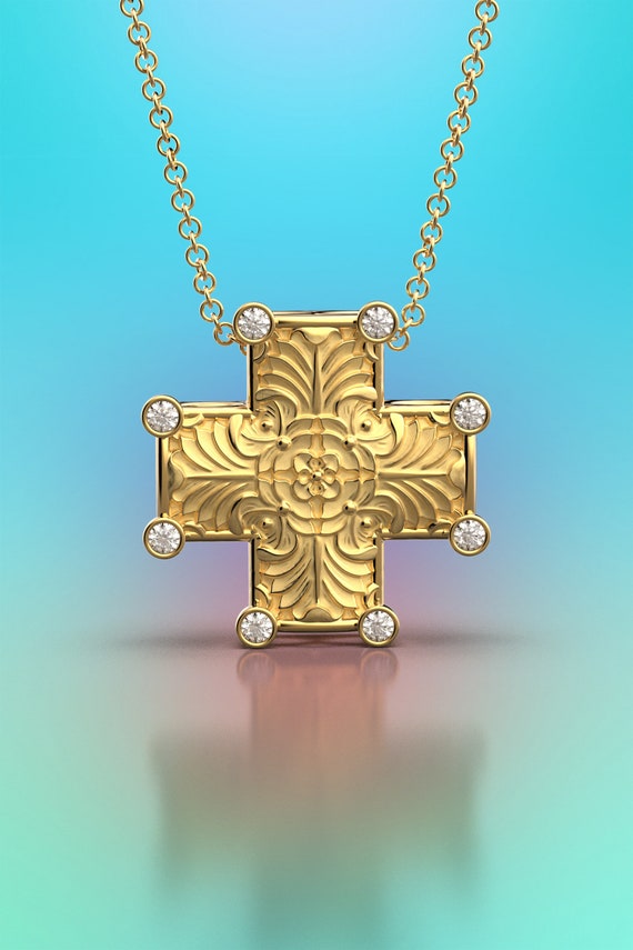 Buy Cross Pendant, 14K 18K Gold Crucifix Necklace, Italian Gold Cross, Cross  Jewelry for Men, Gift for Boyfriend, Crucifix for Chain, Big Cross Online  in India - Etsy