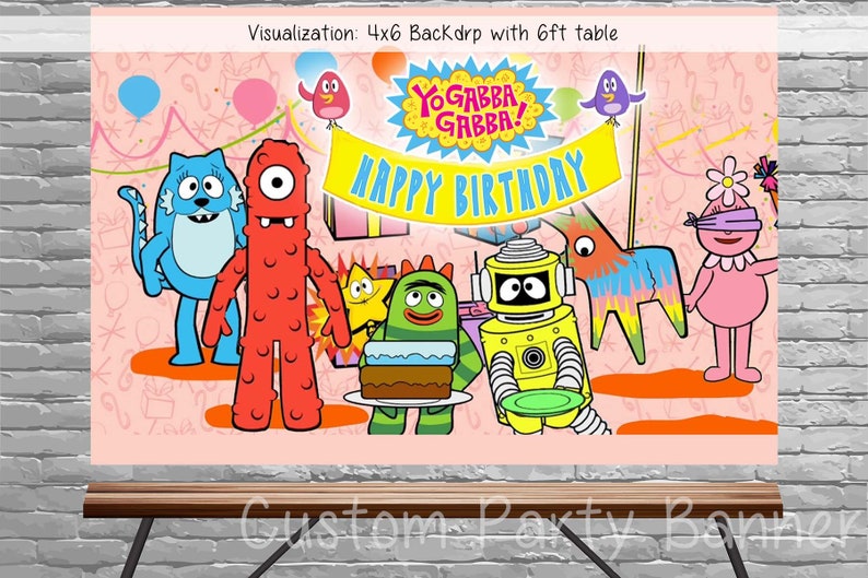 Yo Gabba Gabba Backdrop Custom Birthday Banner