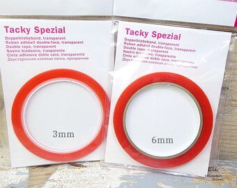 10m (ab 0,23EUR/m) Tacky Spezial 3mm / 6mm - doppelseitiges Klebeband - transparent - #6150/6151