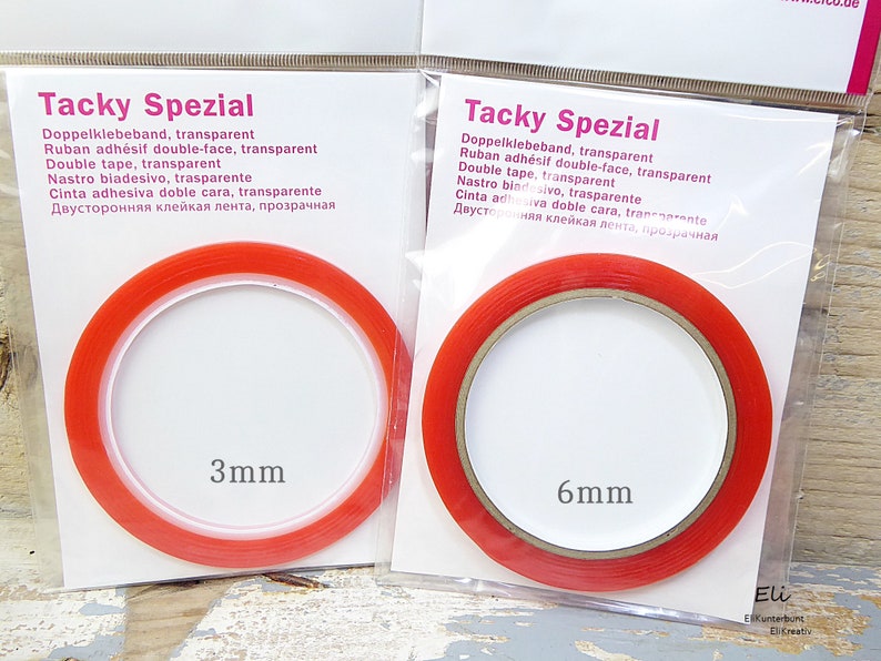 10m ab 0,23EUR/m Tacky Spezial 3mm / 6mm doppelseitiges Klebeband transparent 6150/6151 Bild 1