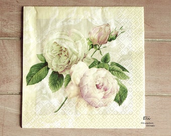 4x Papier Serviette - Cottage Rose - 33x33cm - #6138