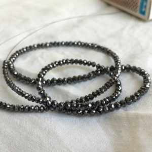 Natural Diamond, 13 Carat Natural Black Diamond Beads 16" Strand - Polished Loose Diamond Beads - Faceted Black Round Diamond Beads Necklace