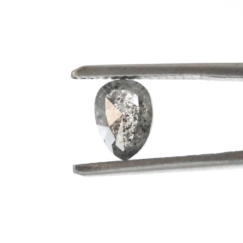 1.04 Ct Pear Rose Cut Salt Pepper Diamond Natural Gray Loose Diamond ...