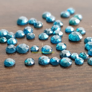3mm Blue Rose Cut Diamond: 5 Pcs Natural Loose Faceted Cabochons