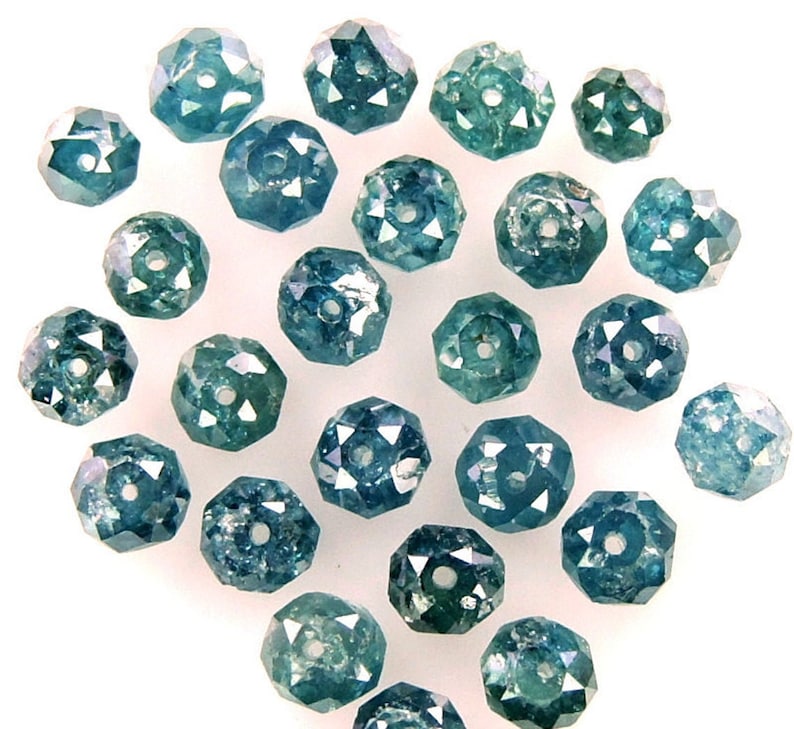 Natural Diamond Beads Fancy Blue Color Round Diamond Beads Etsy