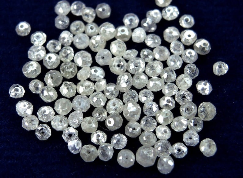 Natural Loose Diamond Beads Fancy Grey White Color Round Etsy
