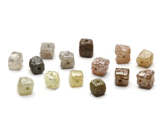 Natural Cube Rough Diamond with Drilled Hole (3.50 to 4.00 MM)