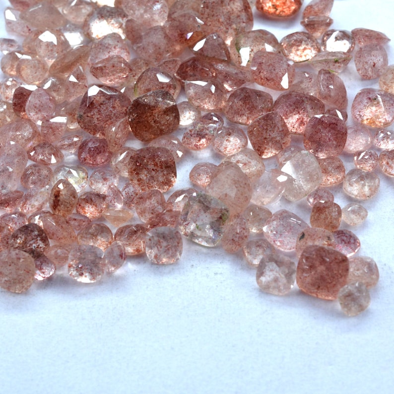 Natural Cherry Quartz Faceted Cushion Cut Loose Gemstone for Jewelry Supply