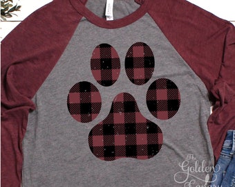 Distressed Buffalo Plaid paw, plaid farm shirt, plaid christmas, christmas svg, country decor, christmas printable svg dfx png pdf jpg