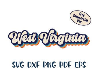 Vintage West Virginia SVG | Retro West Virginia State Cut File – PNG, DXF, eps, Instant Download, West Virginia Outline, Cricut & Silhouette