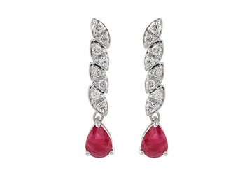 18K Gold Earring,diamond earring,18k diamond earring,white Diamond earring,18k gold jewelery,ruby earring,18k earring,18k ruby earring