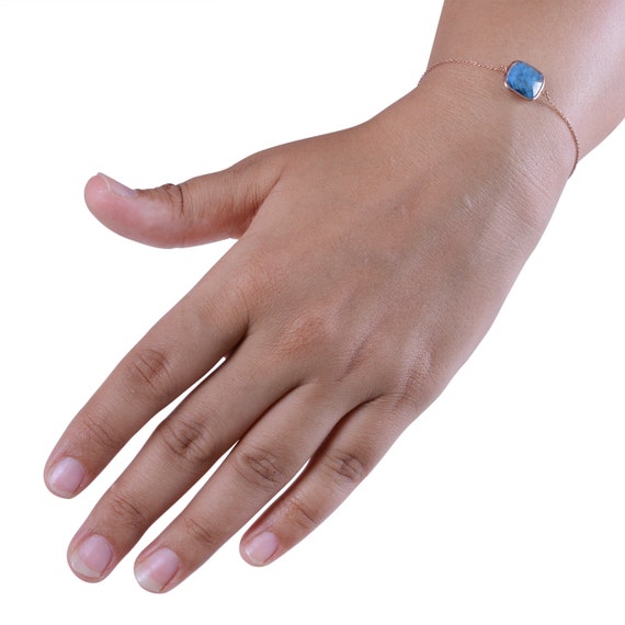 Handmade Schmuck Aus Indien 925 Sterling Silber Armband Mit Blauem Tansanit Edelstein – Handgefertigt, Verstellbar 7-8 Zoll Türkis Stein
