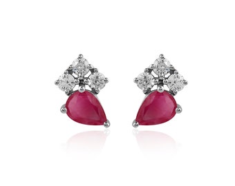 18K Gold Earring,diamond earring,18k diamond earring,white Diamond earring,18k gold jewelery,ruby earring,18k earring,18k ruby earring