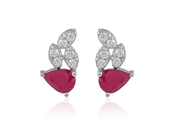 18K Gold Earring,diamond earring,18k diamond earring,white Diamond earring,18k gold jewelery,ruby earring,18k earring,18k ruby earring