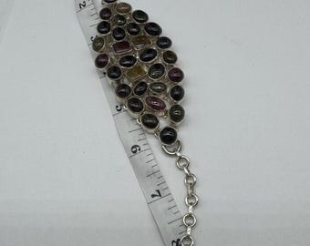 Watermelon bracelet, 925 sterling silver bracelete,watermelon tourmaline bracelet,tourmaline bracelet,gemstone bracelet