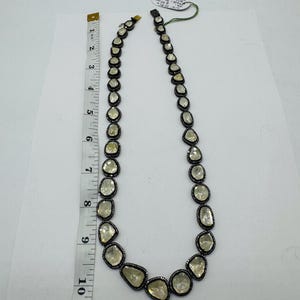 925 link chain,925 diamond polki necklace ,diamond slice necklace,925 diamond necklace,silver diamond necklace,link necklace,polki necklace