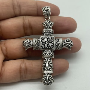 Cruz de plata de ley 925, cruz de plata 925, cruz de plata, colgante estilo bali, cruz de plata esterlina
