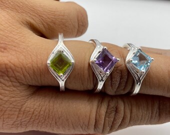 925 sterling silver ring,925 silver ring,Peridot ring,blue topaz ring,amethyst ring,gem stone ring,semi precious ring