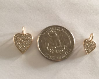 14K Gold charm,14k charm,Diamond charm,14k heart charm,gold charm,14k diamond charm,heart charm,14k gold heart charm