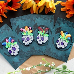 Flower Skull Pin | Polymer Clay Pin | Handmade Pin | Cute Pin | Handmade Polymer Clay
