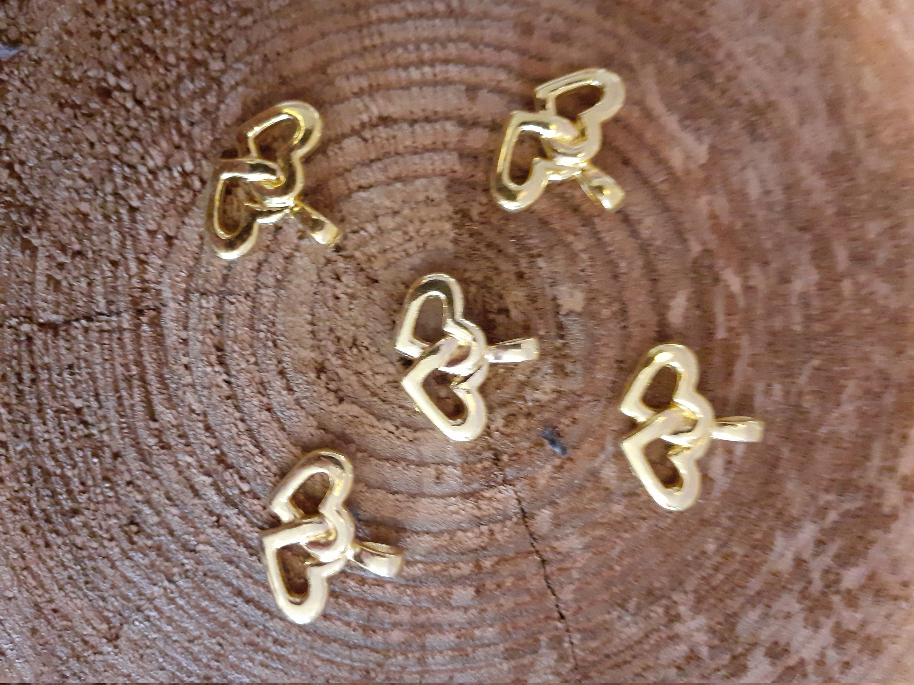 Lote de 5 corazones dorados entrelazados 21x7 mm Etsy España