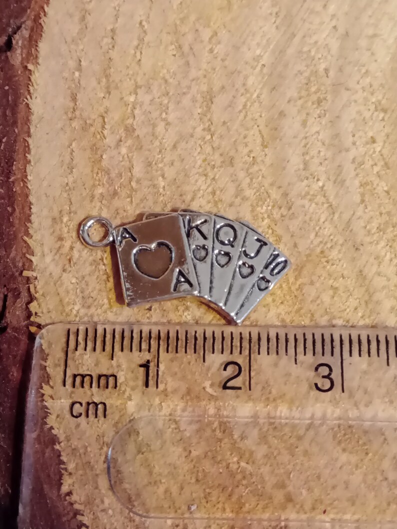 set of 5 silver card game pendants image 4