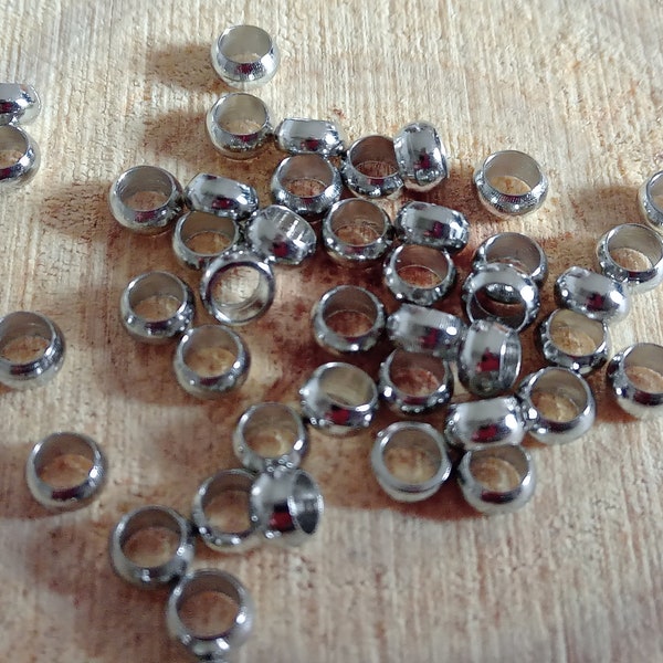 lot de 50 perles à écraser en cuivre 4mm argentés