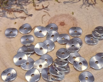 lot de 50 perles intercalaires rondes ondulées argent 10mm