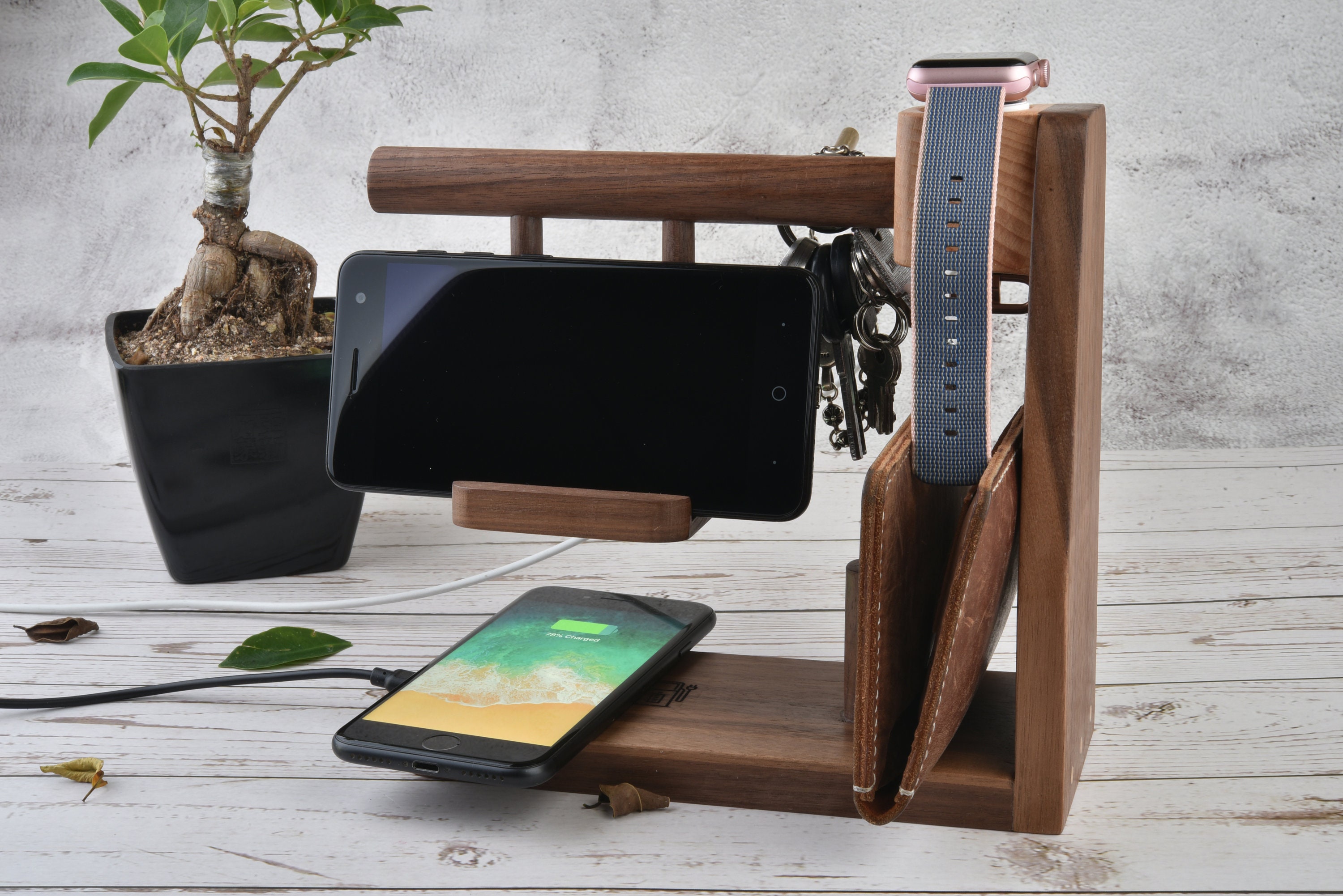 Nightstand Valet Wireless Charging Station Organizer Apple Etsy