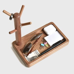 Organizador de mesa de madeira, acessórios de mesa de escritório, armazenamento de mesa em casa, decoração de mesa de escritório, criado-mudo, presente de cowork, presente de natal