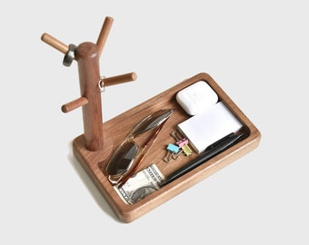 Wood Desk Organizer, Office Desk Accessories, Home Desk Storage, Office Desk Decor, Nightstand Valet, Cowork Gift, Christmas Gift