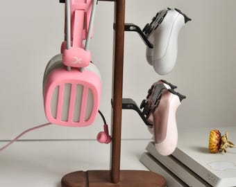 Wooden Headphone Holder, Wood Controller Stand, Wooden Controller Holder, Gaming Headset Stand, Gifts For Him, Gamer Gift