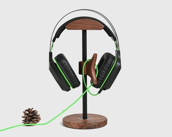 Custom Headphone Stand, Wooden and Metal Headphone Holder, Gaming Headset Stand, Office Décor, Dad Gift, Music Lover, Gifts for Teenagers