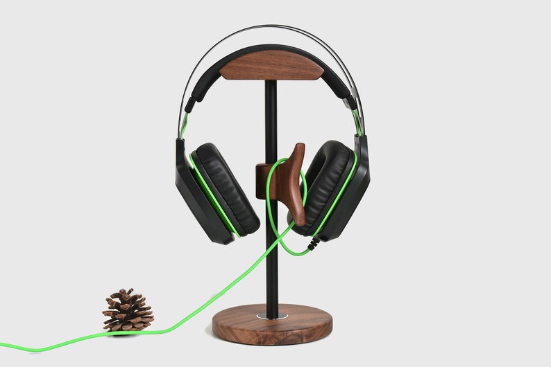 Custom Headphone Stand, Wooden and Metal Headphone Holder, Gaming Headset Stand, Office Décor, Dad Gift, Music Lover, Gifts for Teenagers image 1