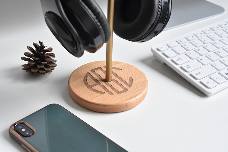 Custom Headphone Stand Wooden and Metal Headphone Holder Etsy