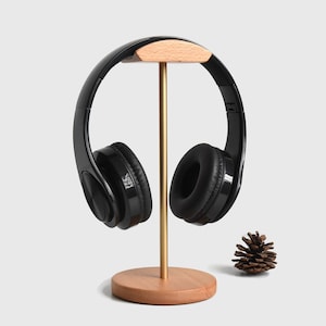 Custom Headphone Stand, Wooden and Metal Headphone Holder, Gaming Headset Stand, Office Décor, Dad Gift, Music Lover, Gifts for Teenagers