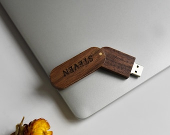 Custom Wooden USB Flash Drive – Engraved Name USB Drive – Personalized Wood USB Stick – Wedding Gift Business Gift