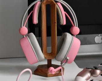 Hölzerner Kopfhörerständer - Minimalistischer Holz-Headset-Halter - Schreibtisch-Organizer Gaming-Zubehör - Naturholz-Schreibtisch-Dekor-Geschenk